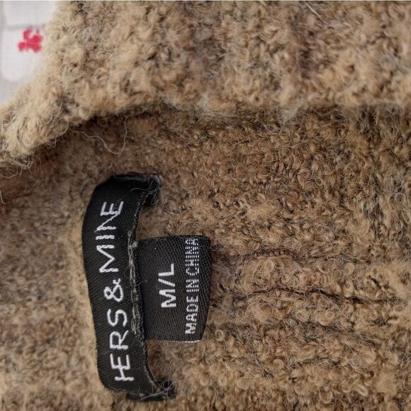 Hers& Mine M/L Dolman Sleeve Beige Pockets Knitted Opened Cardigan - Picture 2 of 7